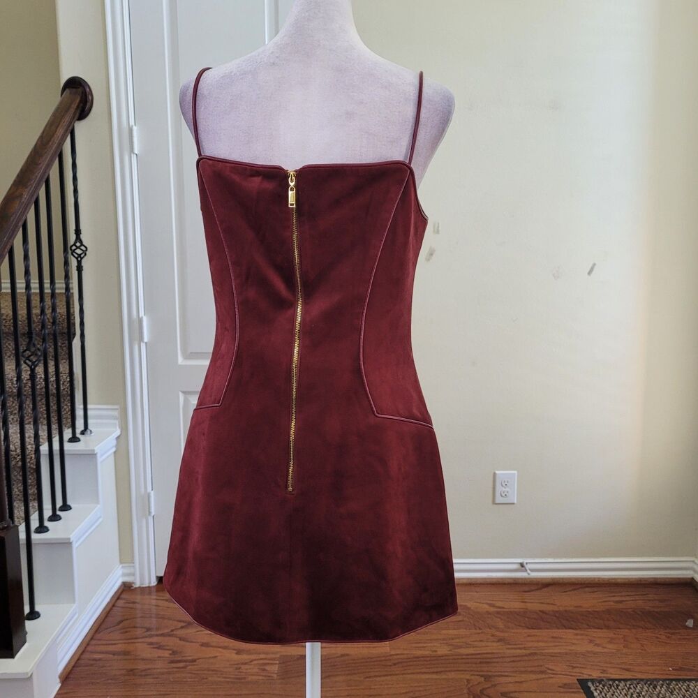 JW PEI Eva Spaghetti Strap Sueded Dress Burgundy Women 6 Mini Party Nightout - Picture 7 of 17